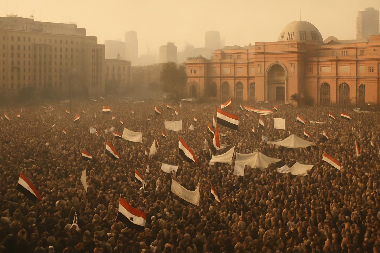 ميدان التحرير، القاهرة، خلال أيام الثورة المصرية ٢٠١١